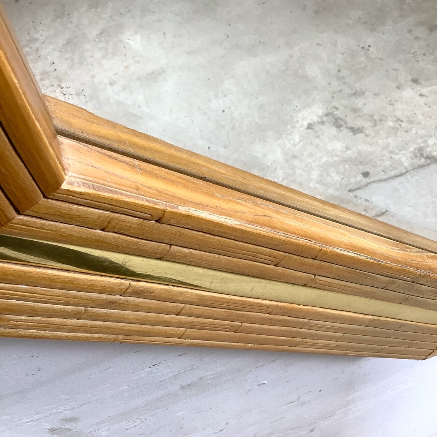 Vintage Modern Faux Bamboo Octagonal Mirror - image-9