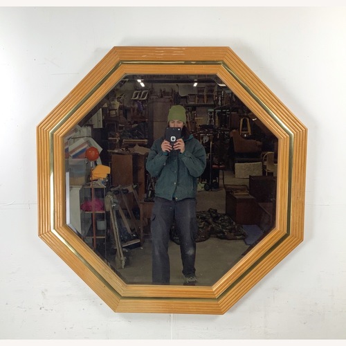 Used Vintage Modern Faux Bamboo Octagonal Mirror for sale on AptDeco