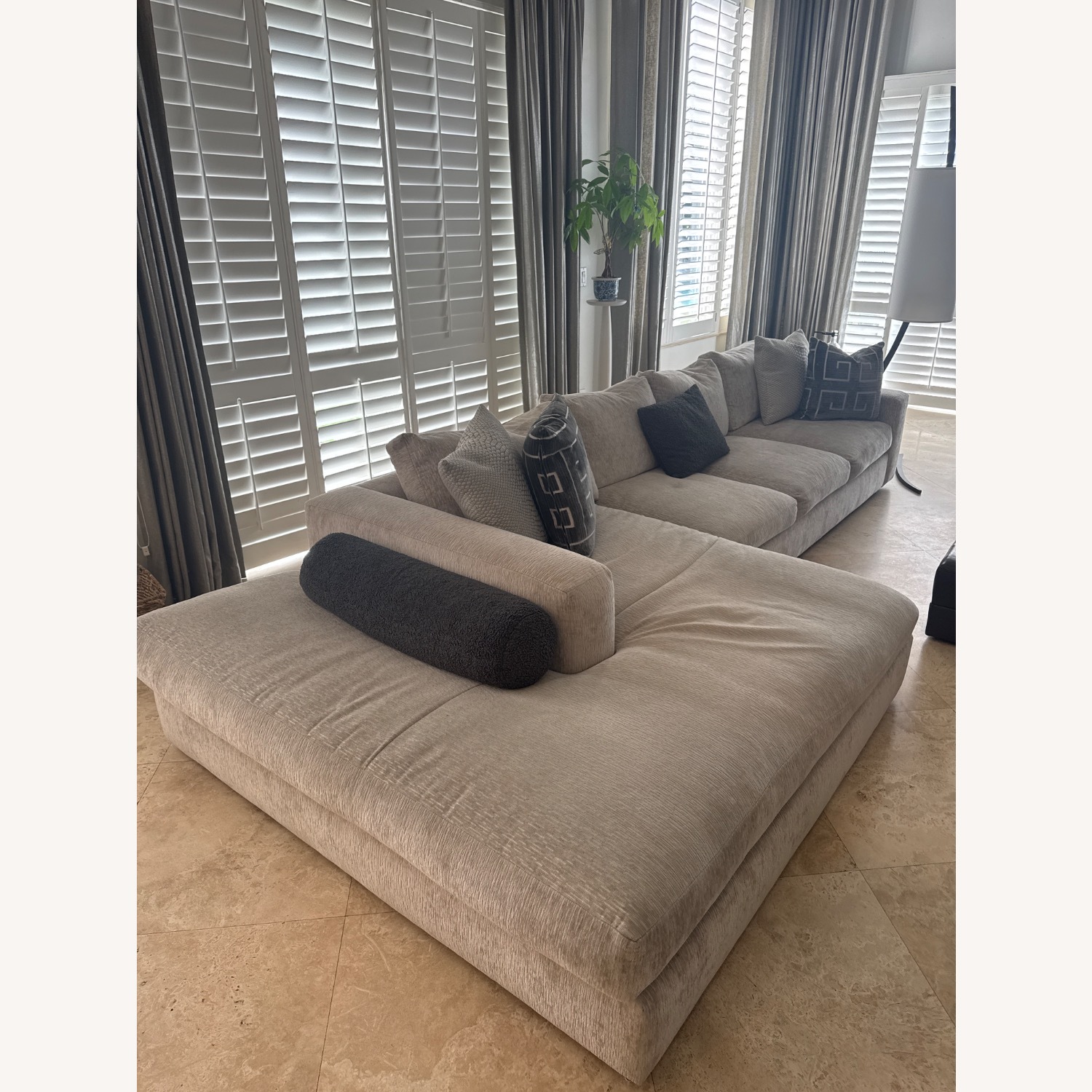 Light Gray Fabric 2 Piece Sectional - image-1