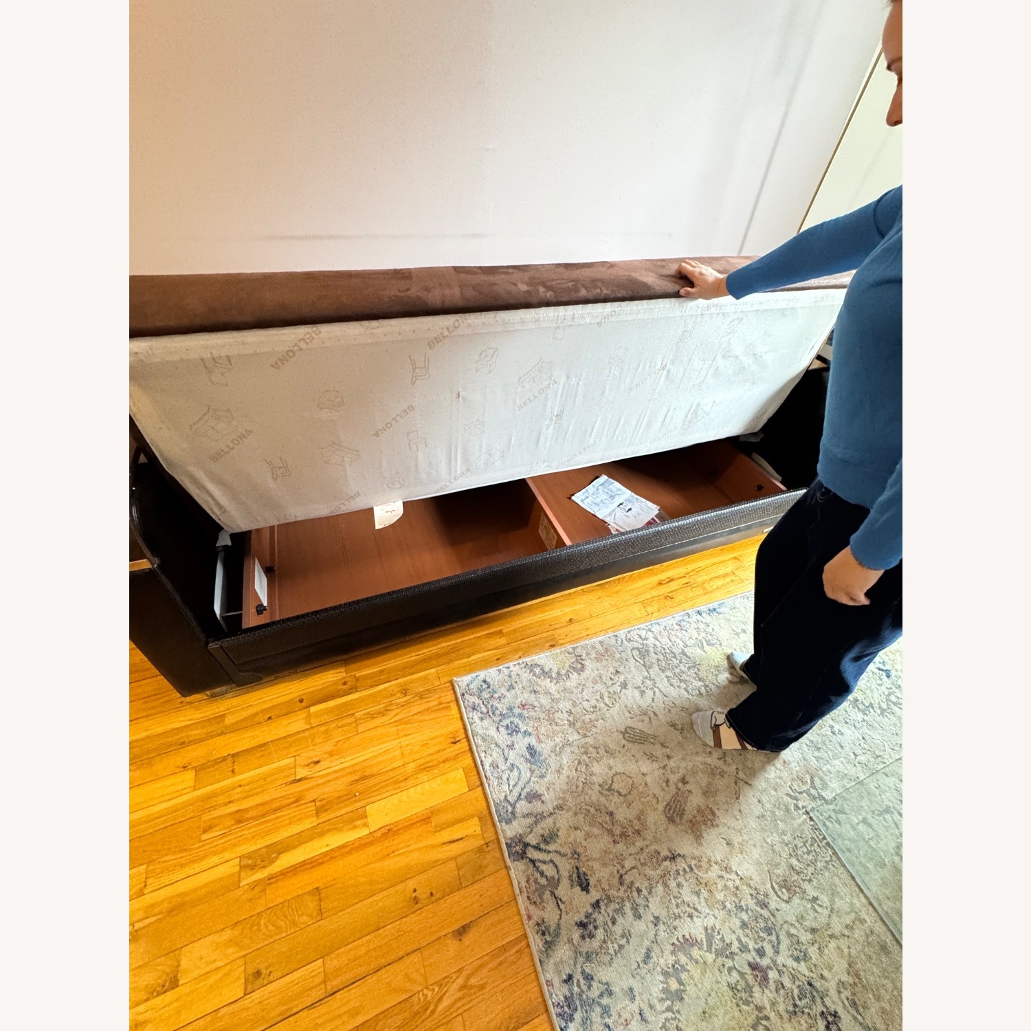 Bellona Dark Brown Fabric Sleeper Sofa - image-2