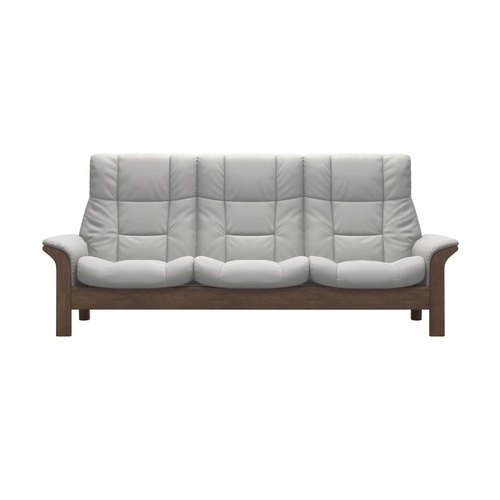 Used Stressless Buckingham Light Gray Leather Sofa for sale on AptDeco