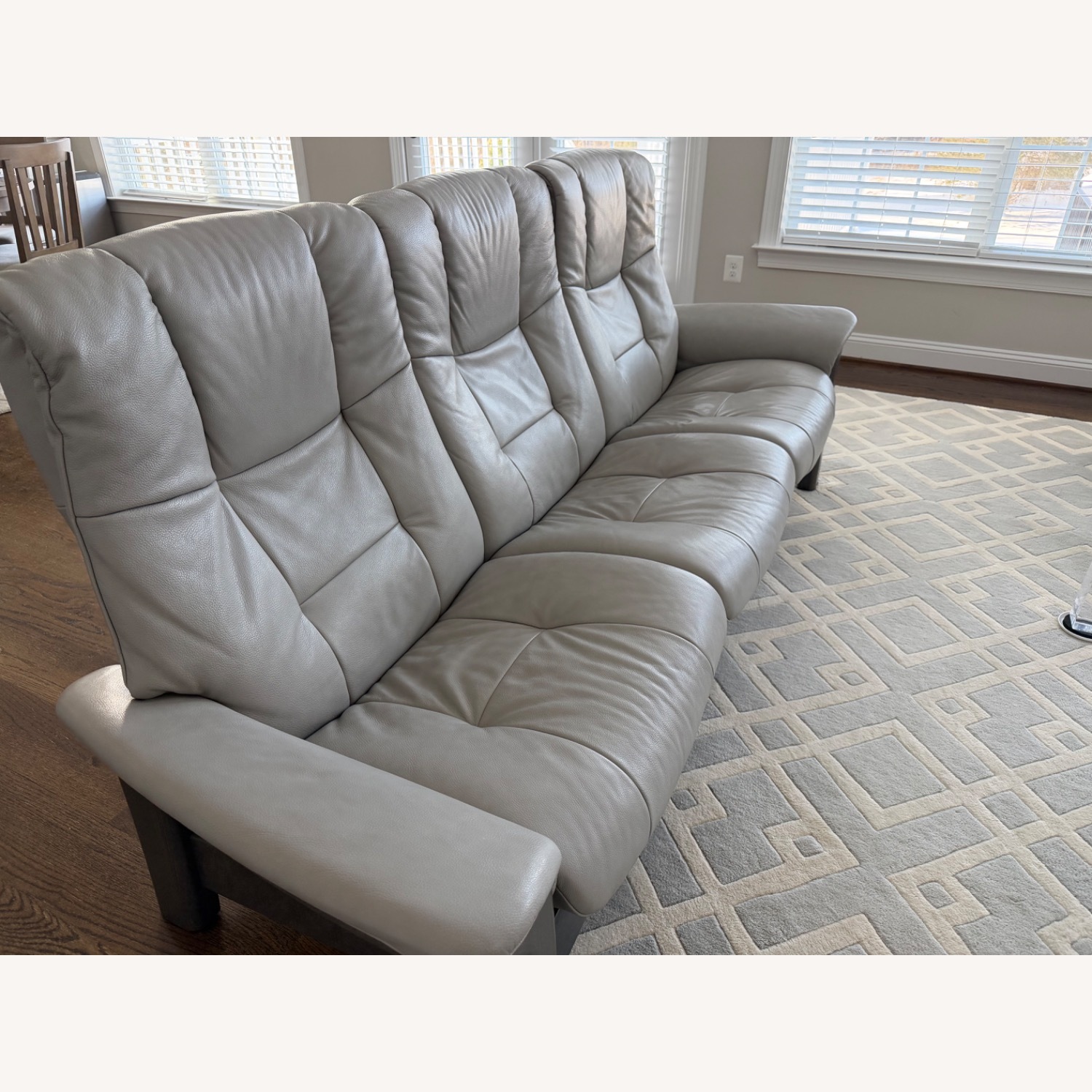 Stressless Buckingham Light Gray Leather Sofa - image-5