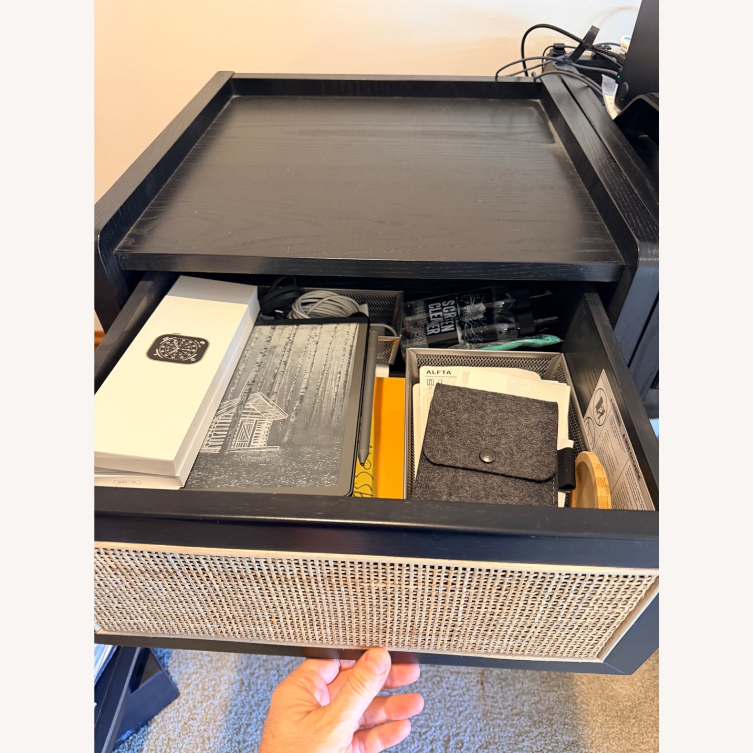 Article Deca Black Wood Desk + Matching Cabinet - image-8