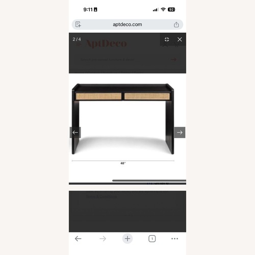 Used Article Deca Black Wood Desk + Matching Cabinet for sale on AptDeco