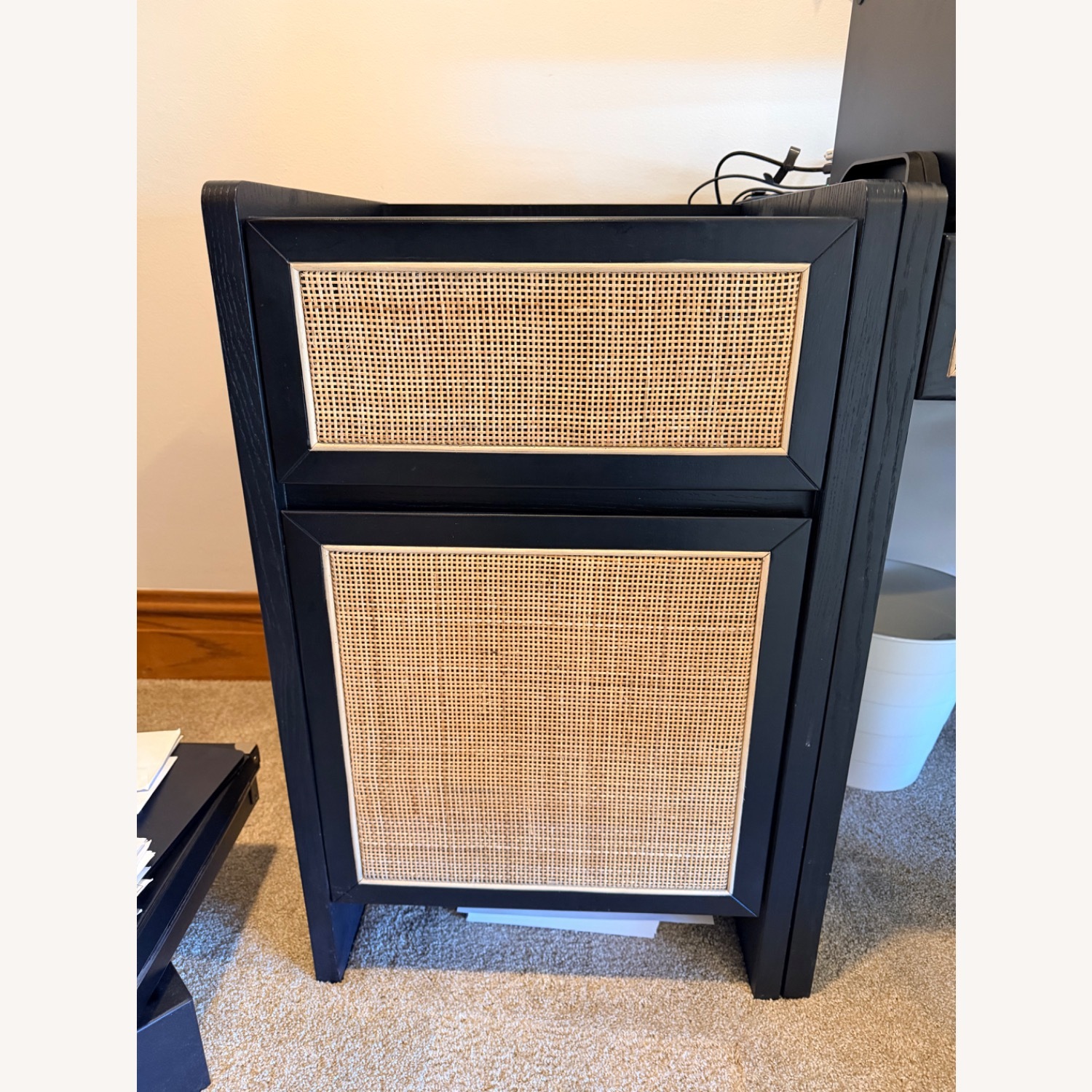 Article Deca Black Wood Desk + Matching Cabinet - image-5