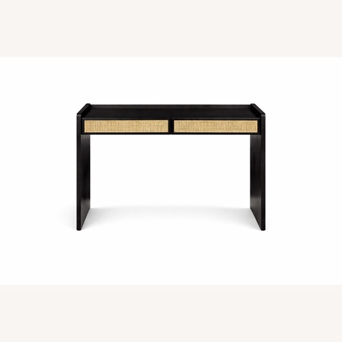 Used Article Deca Black Wood Desk + Matching Cabinet for sale on AptDeco