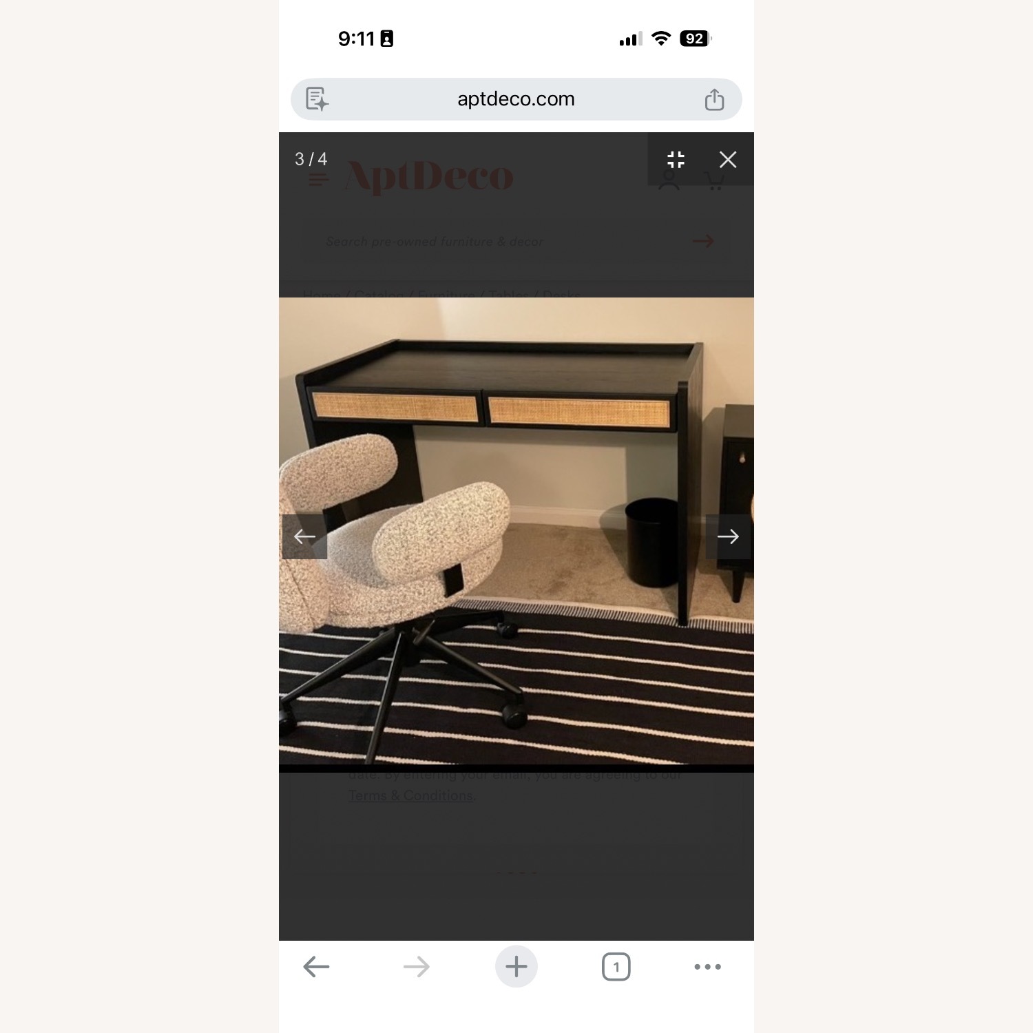 Article Deca Black Wood Desk + Matching Cabinet - image-3