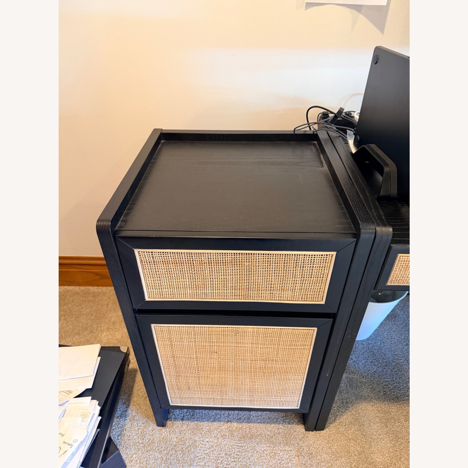 Article Deca Black Wood Desk + Matching Cabinet - image-6