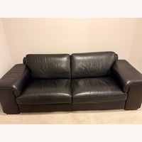 Natuzzi Black Leather 2 Seat Sofa