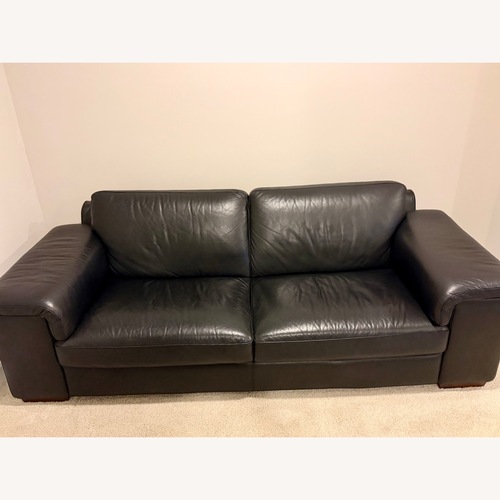 Used Natuzzi Black Leather 2 Seat Sofa for sale on AptDeco