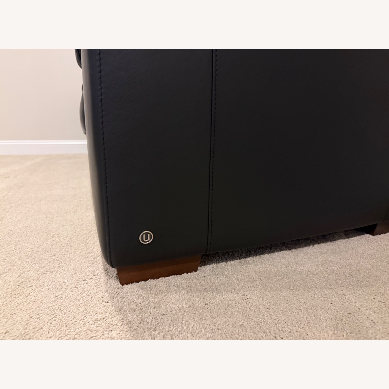 Natuzzi Black Leather 2 Seat Sofa - image-4