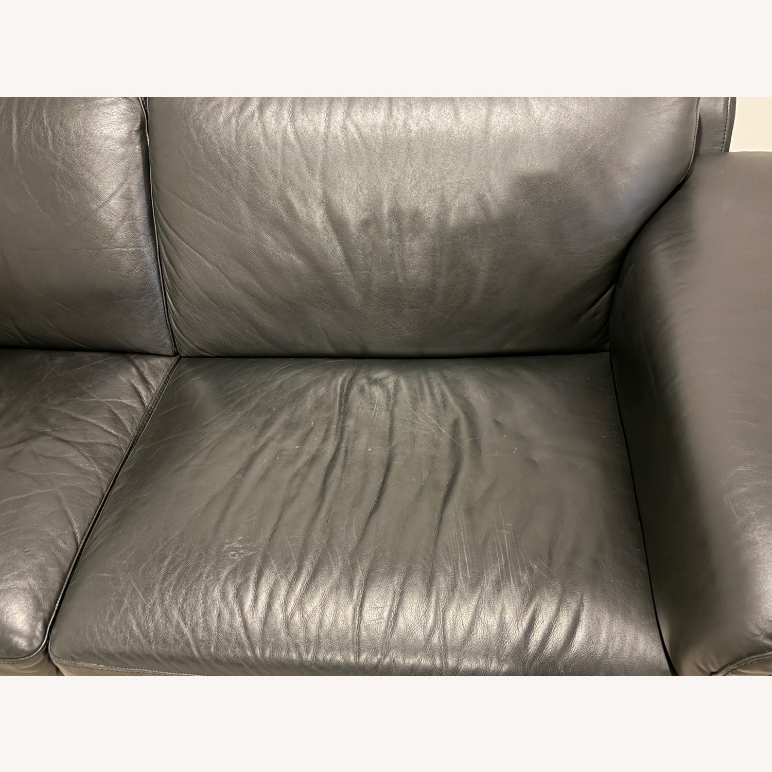 Natuzzi Black Leather 2 Seat Sofa - image-5