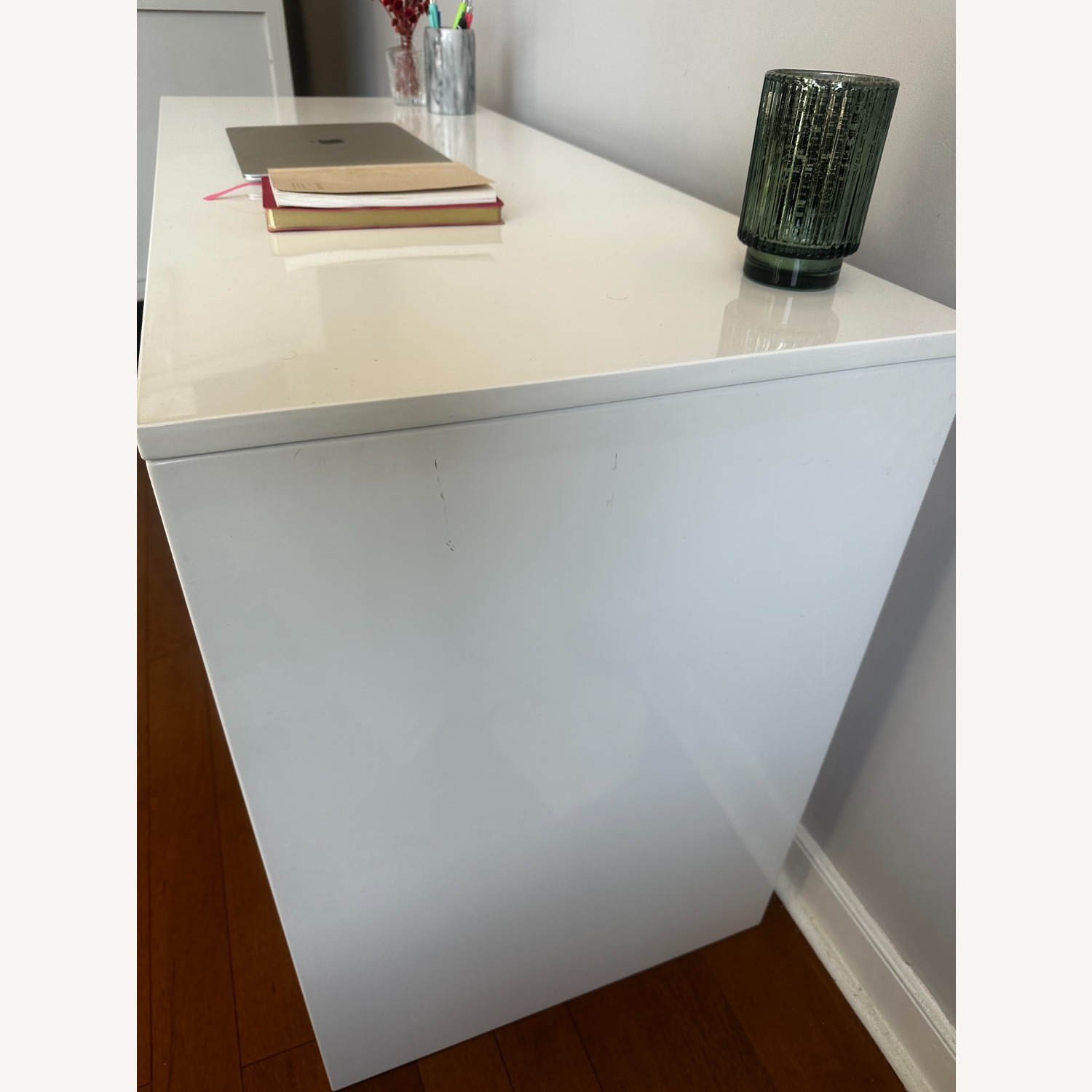 CB2 Runway 48" 2-Drawer White Lacquered Wood Desk - image-3