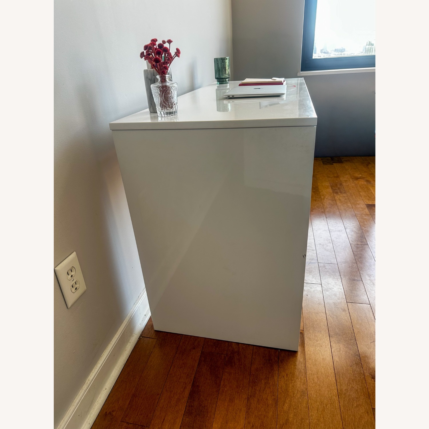 CB2 Runway 48" 2-Drawer White Lacquered Wood Desk - image-4