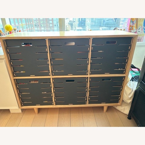 Used Sprout Kids Solid Wood Cube Shelf + Cubes for sale on AptDeco