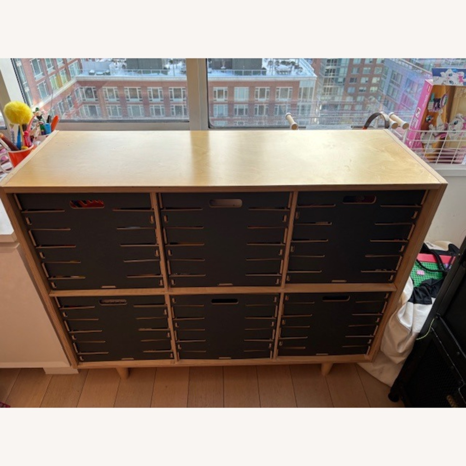 Sprout Kids Solid Wood Cube Shelf + Cubes - image-2