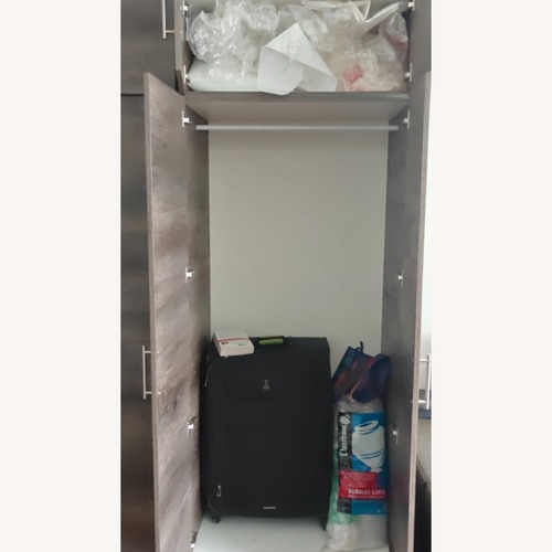 Used Contempo Space Alta Charcoal Ash Wood Armoire Tall for sale on AptDeco