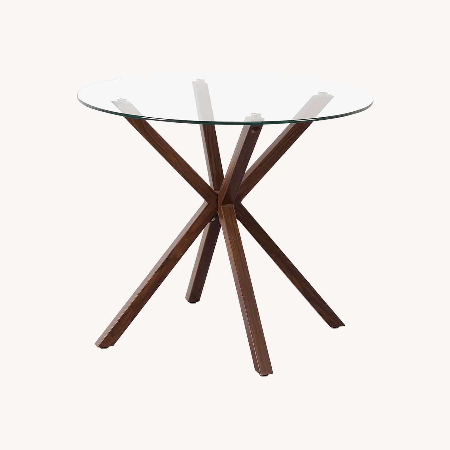 Round Glass Top Dinner Table With Two Chairs - image-0