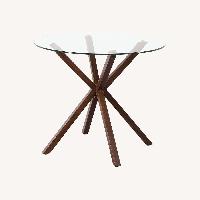 Round Glass Top Dinner Table With Two Chairs 