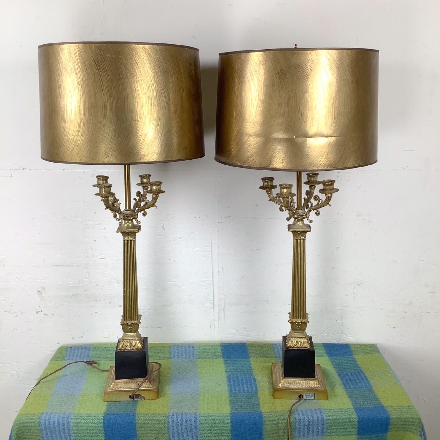 Neoclassical Empire Revival Column Lamps Pair - image-4