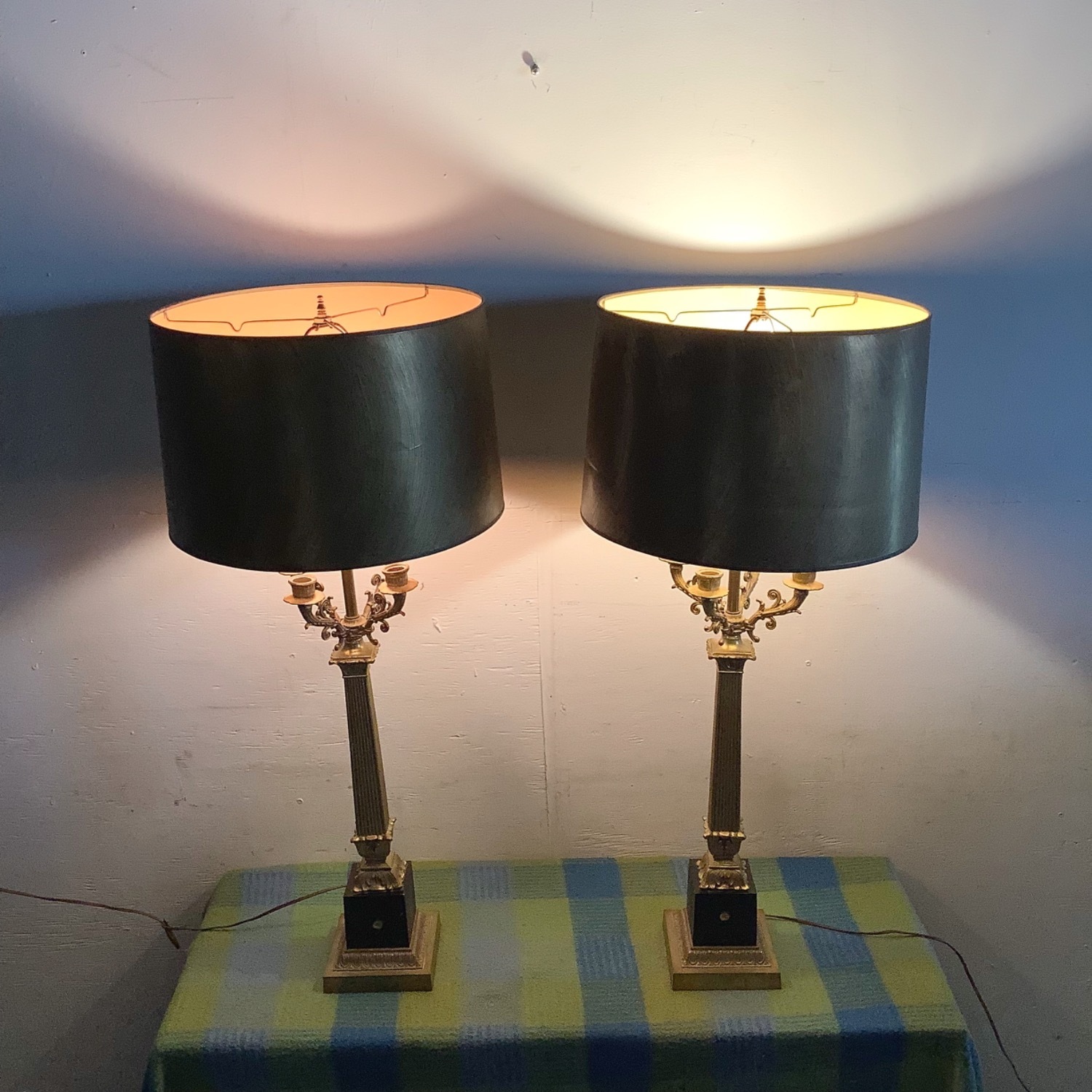 Neoclassical Empire Revival Column Lamps Pair - image-22