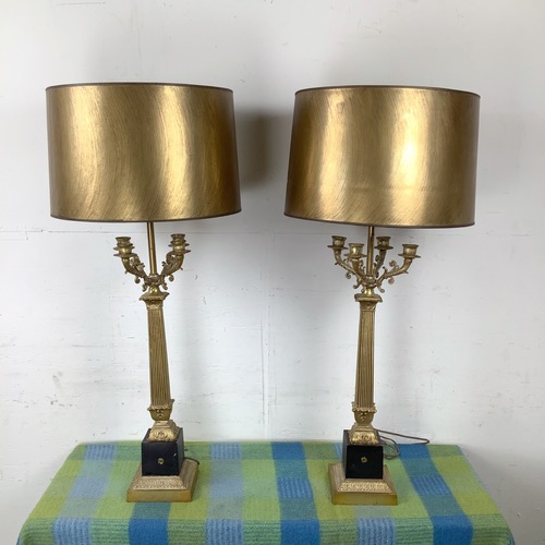 Used Neoclassical Empire Revival Column Lamps Pair for sale on AptDeco