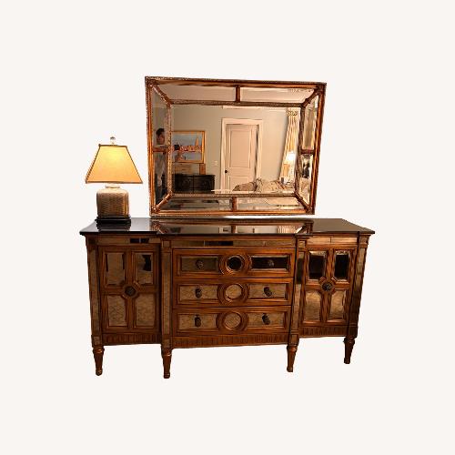 Used Horchow Mirrored Gold Sideboard with Wall Mirror for sale on AptDeco