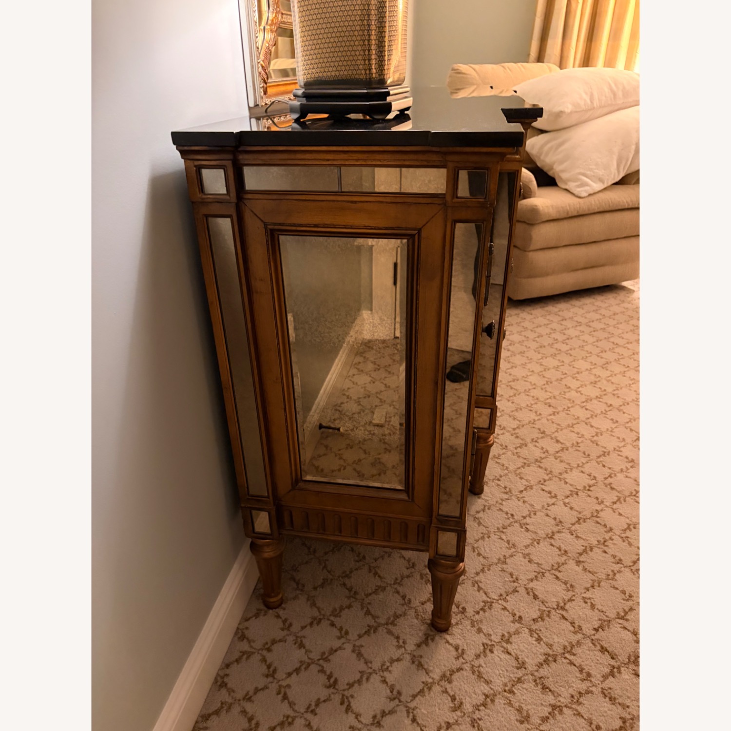 Horchow Mirrored Gold Sideboard with Wall Mirror - image-2