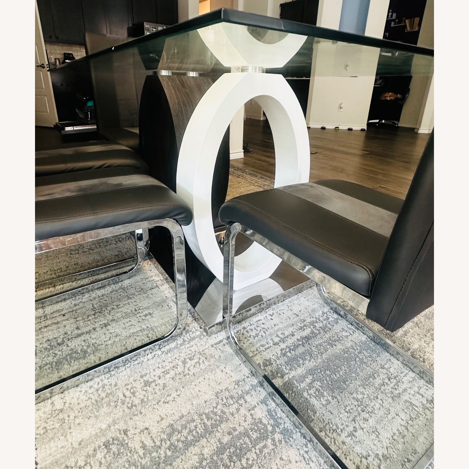 Light Gray Leather Dining Set - image-5