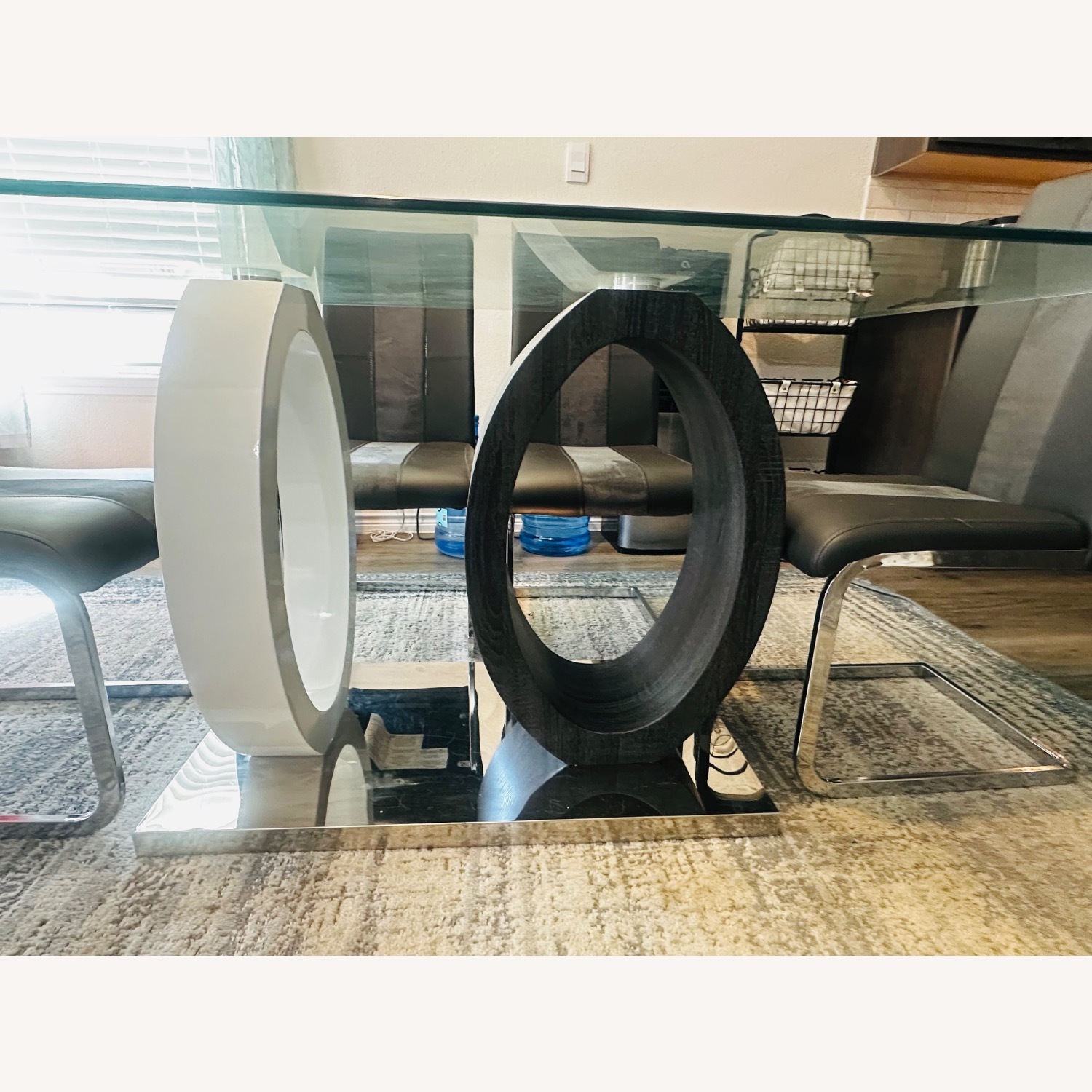 Light Gray Leather Dining Set - image-2