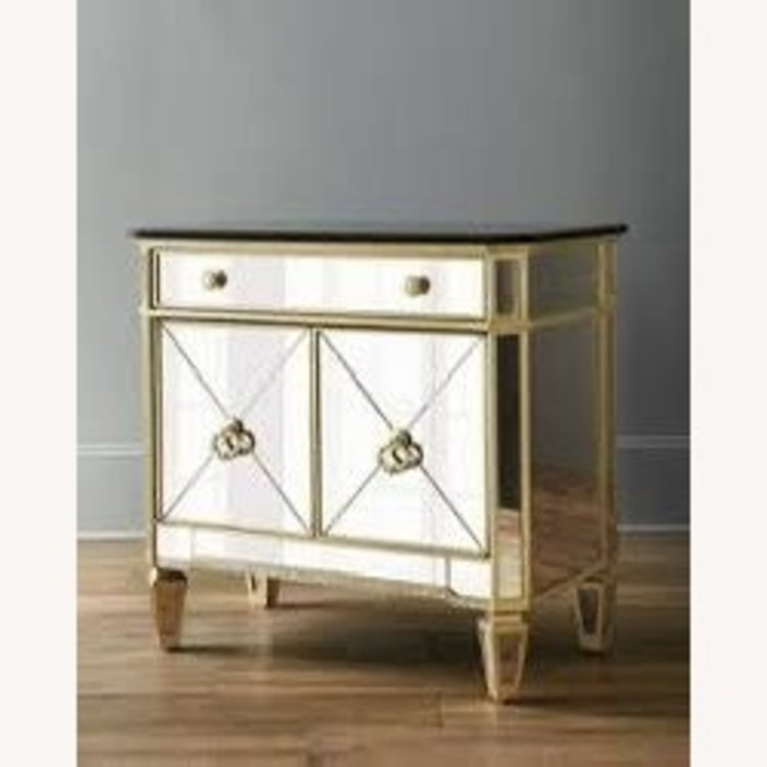Horchow Bassett Gold Mirrored Glass Nightstands - image-5