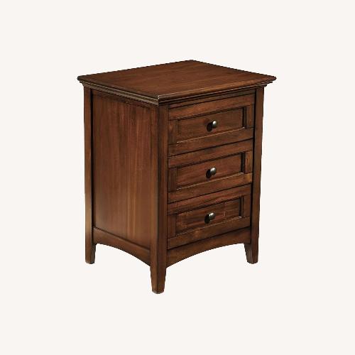 Used Raymour & Flanigan Dark Brown Wood Nightstand for sale on AptDeco