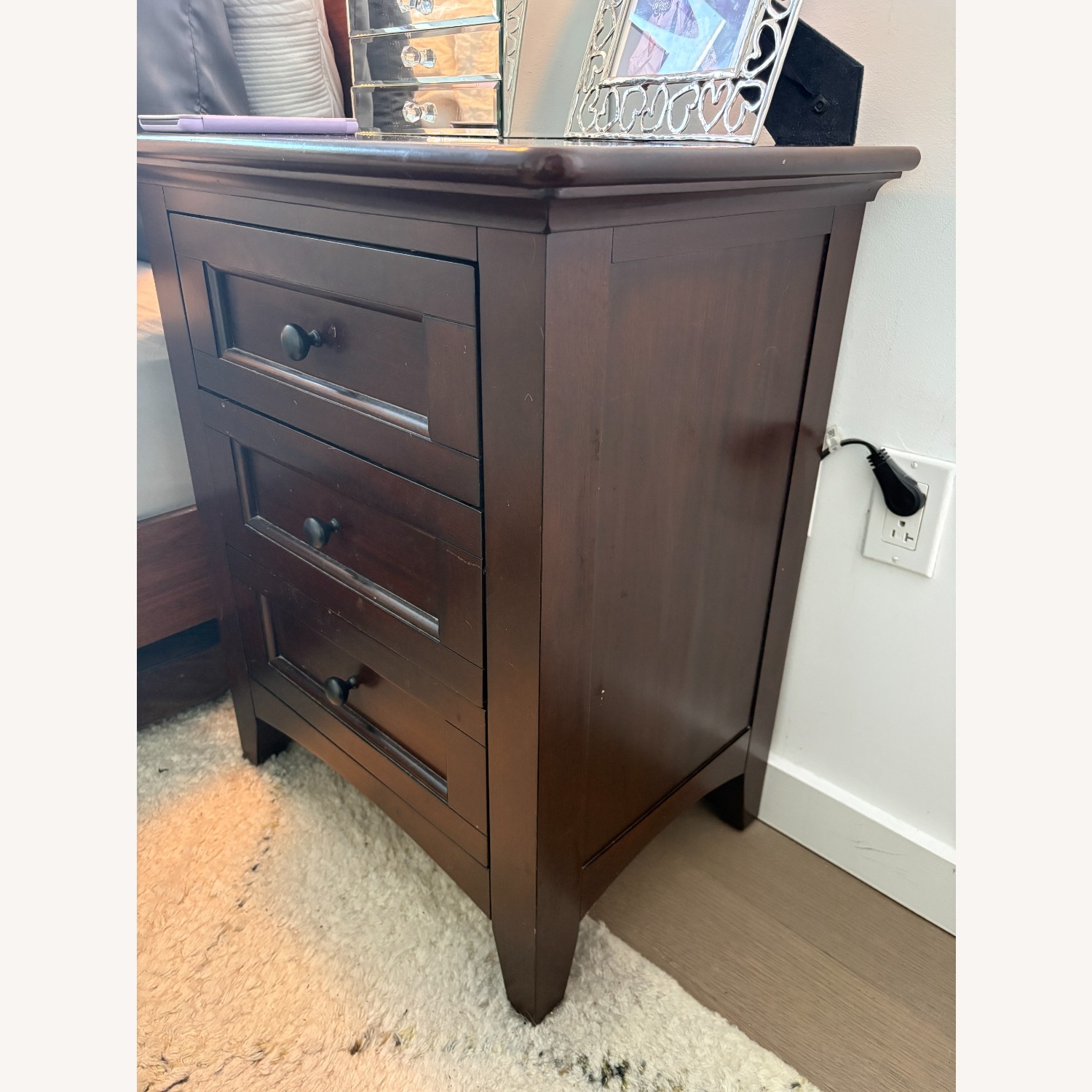 Raymour & Flanigan Dark Brown Wood Nightstand - image-3