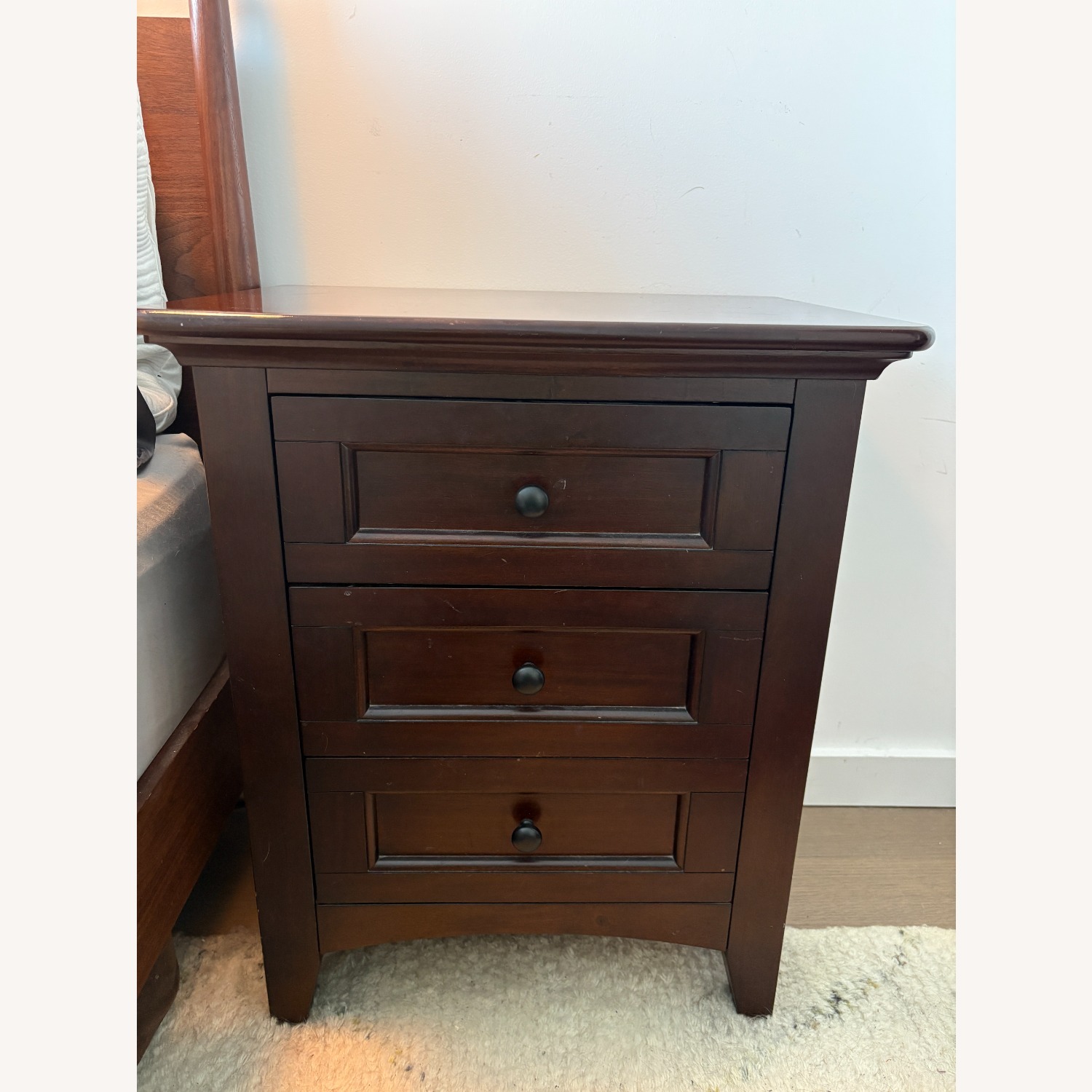 Raymour & Flanigan Dark Brown Wood Nightstand - image-1