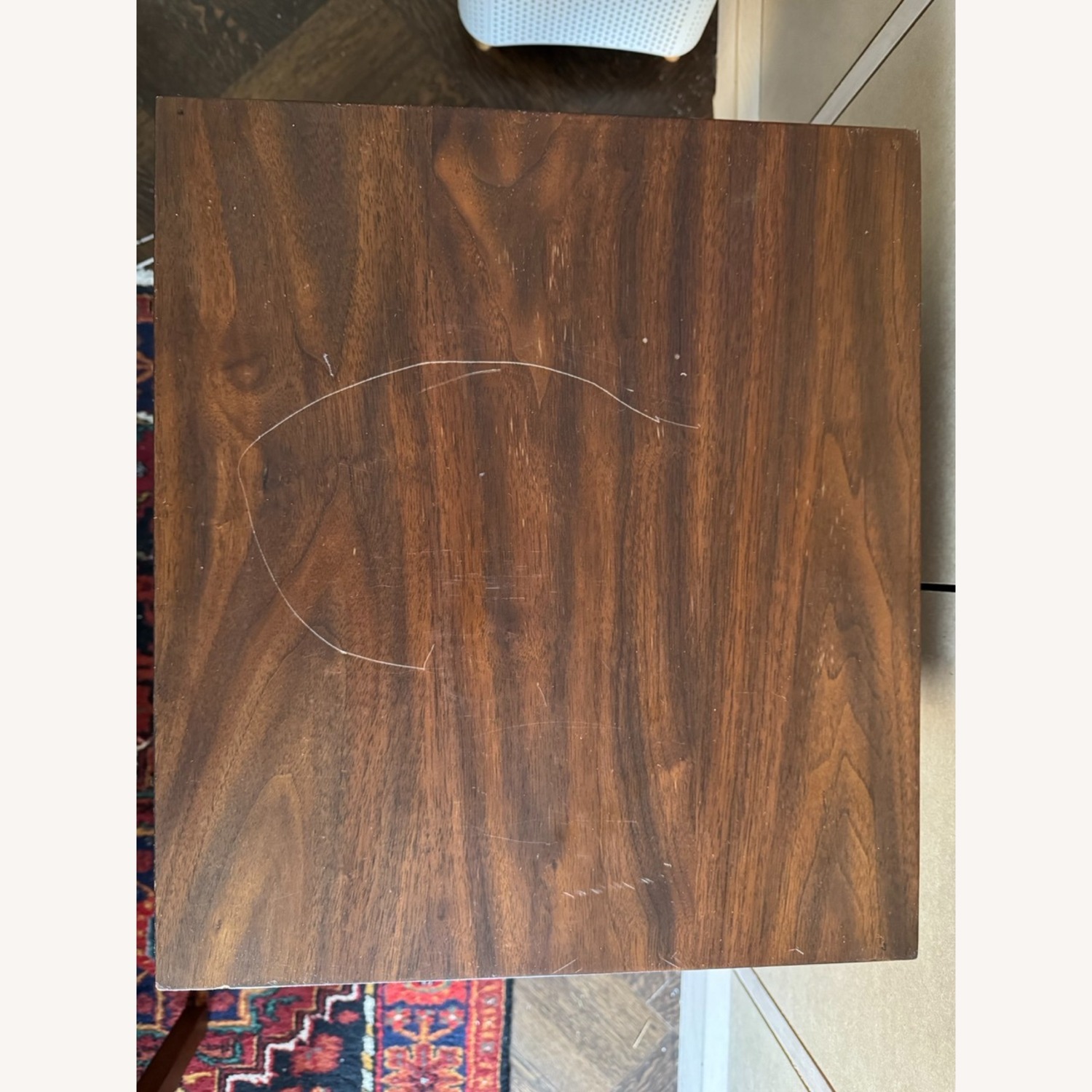 West Elm Benson Walnut & Leather Nightstand with Drawer - image-3