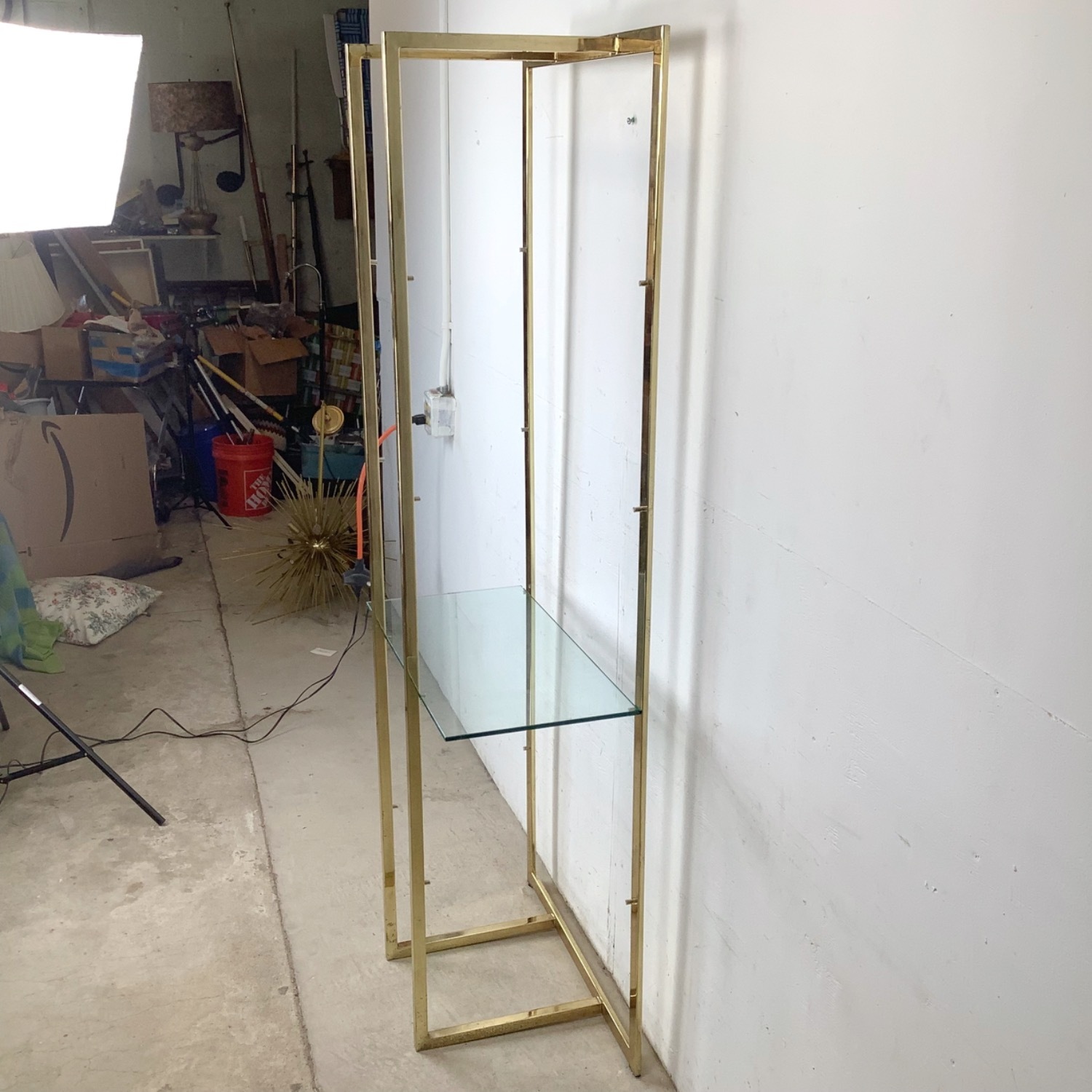 Vintage Modern Brass and Glass Display Shelf - image-5