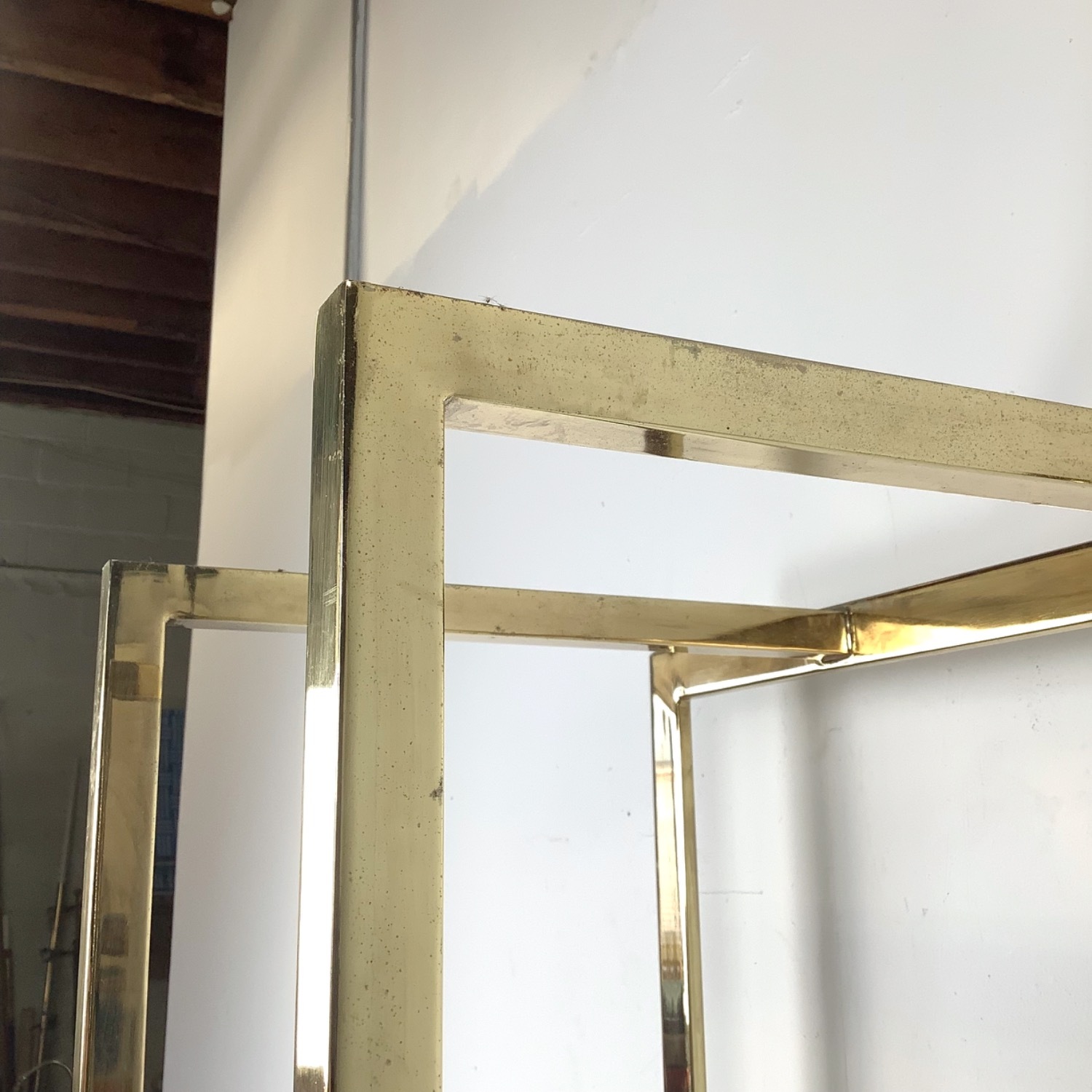 Vintage Modern Brass and Glass Display Shelf - image-12