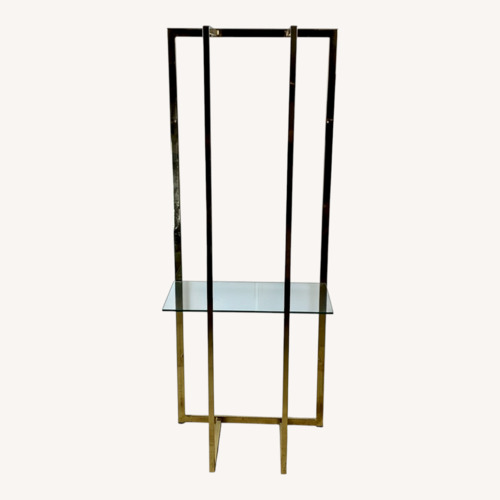 Used Vintage Modern Brass and Glass Display Shelf for sale on AptDeco