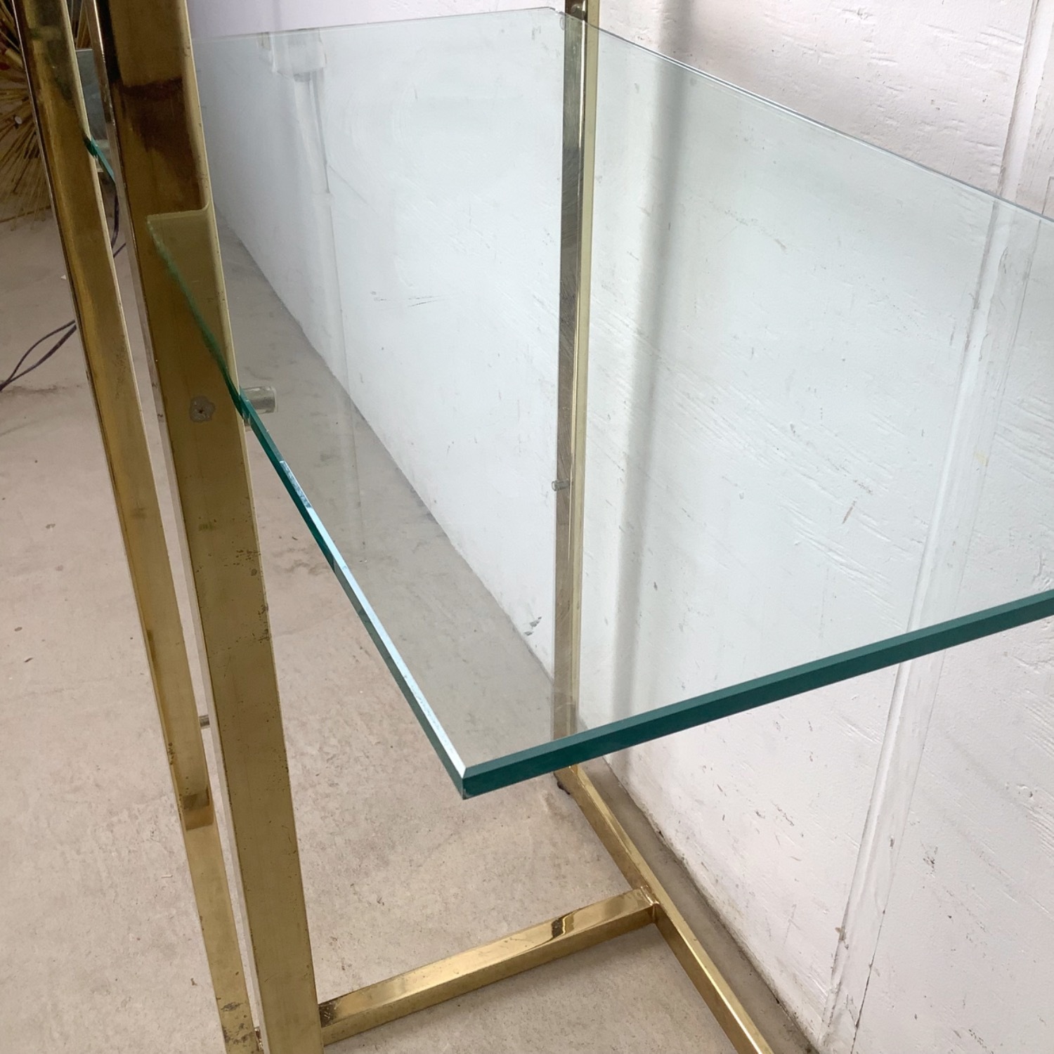 Vintage Modern Brass and Glass Display Shelf - image-10