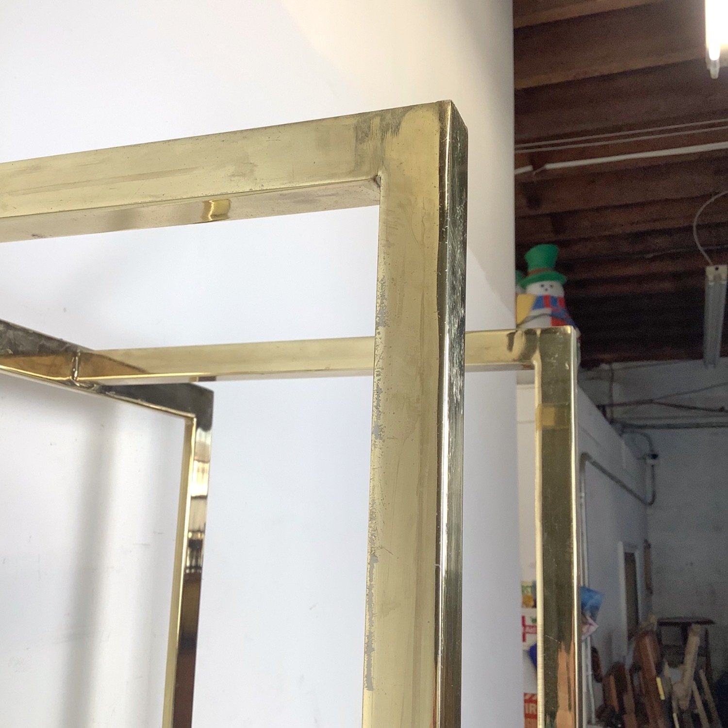 Vintage Modern Brass and Glass Display Shelf - image-11