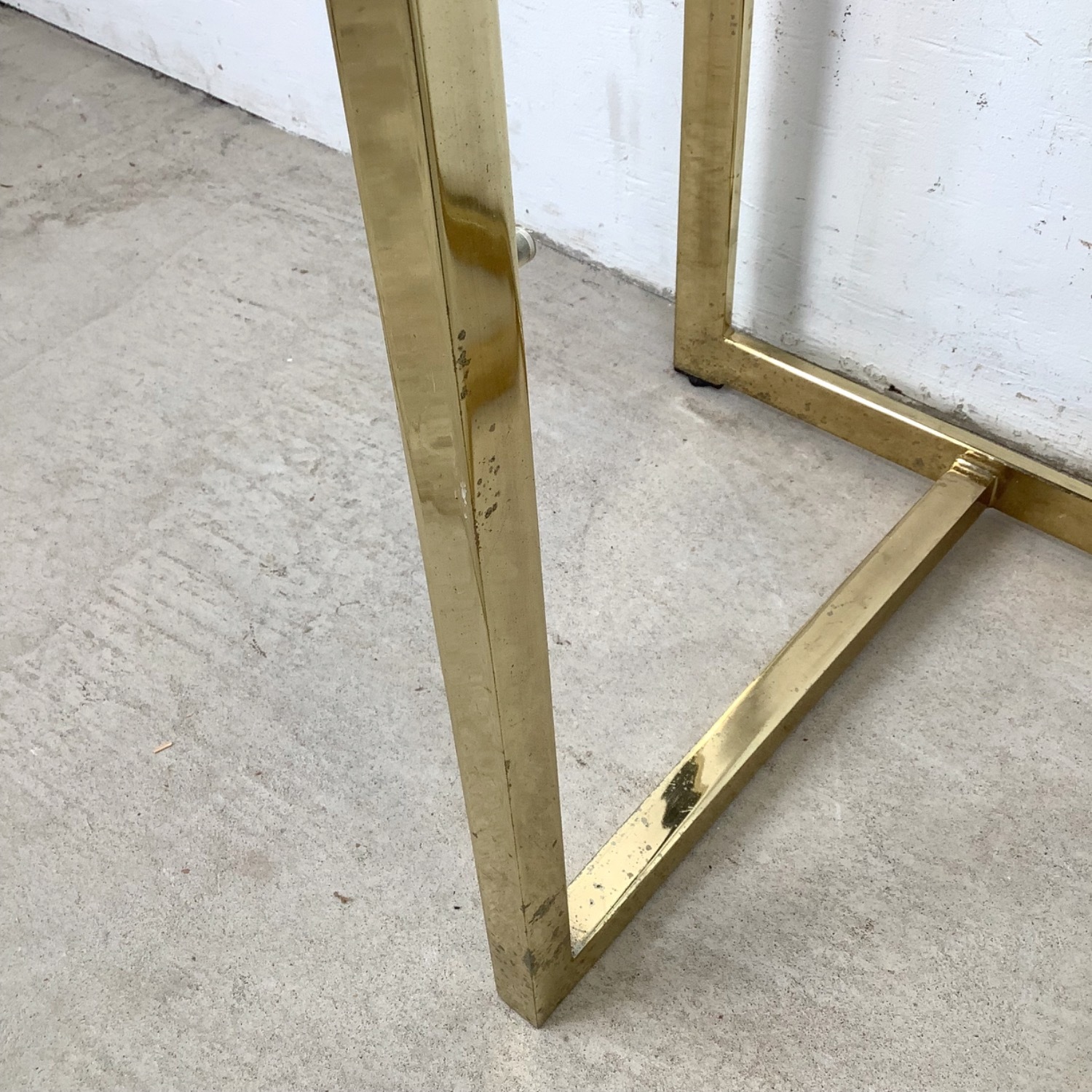 Vintage Modern Brass and Glass Display Shelf - image-3