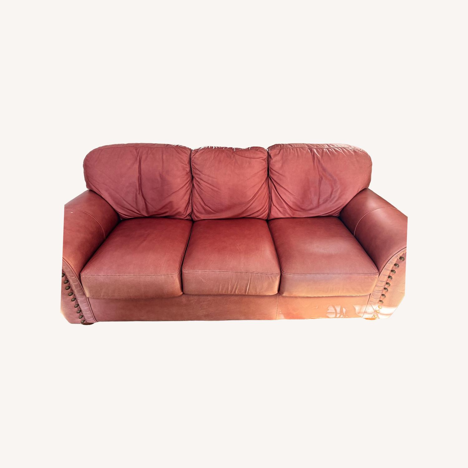 Red Leather Sofa - image-5