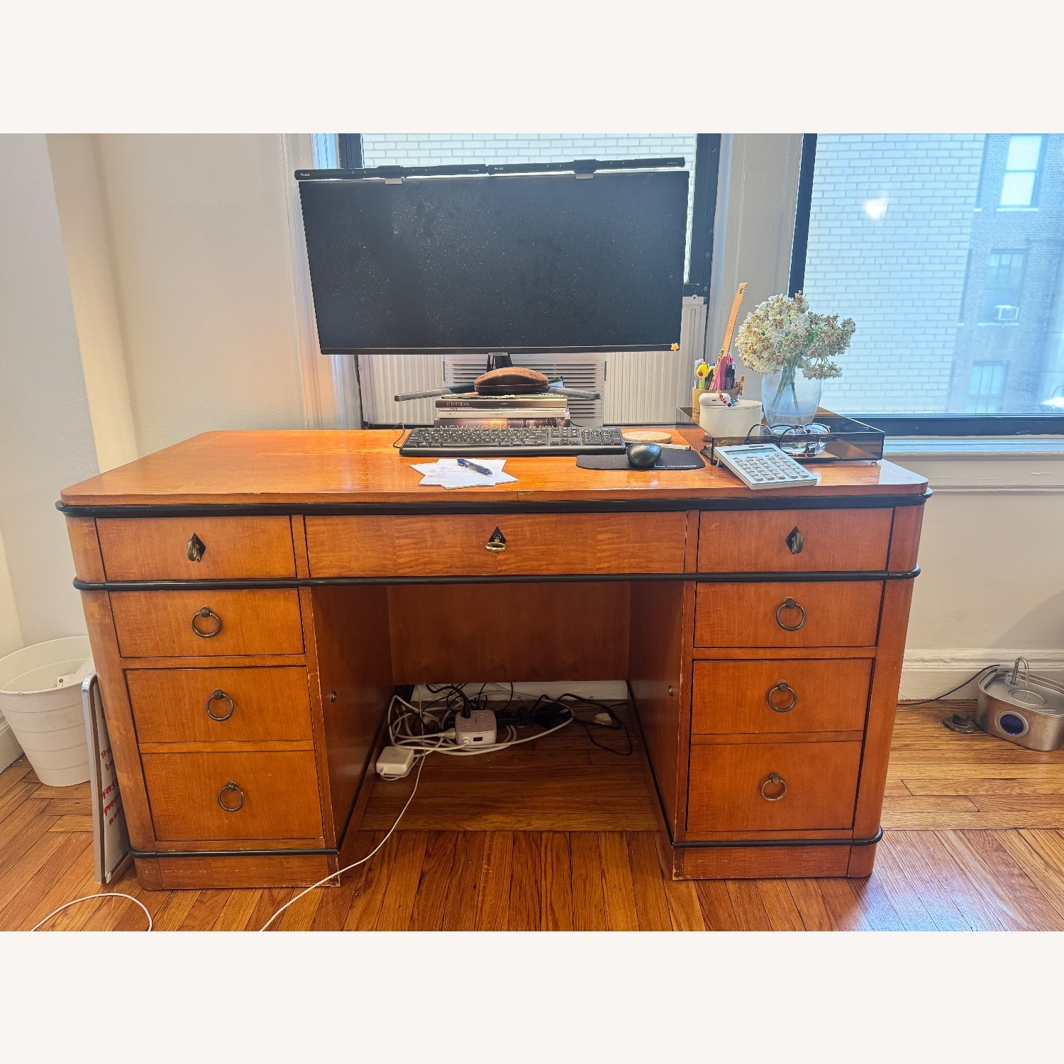 Vintage/Antique Orange Wood Desk - image-3