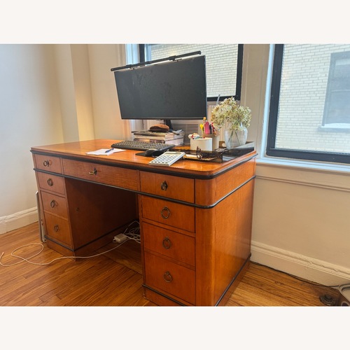 Used Vintage/Antique Orange Wood Desk for sale on AptDeco
