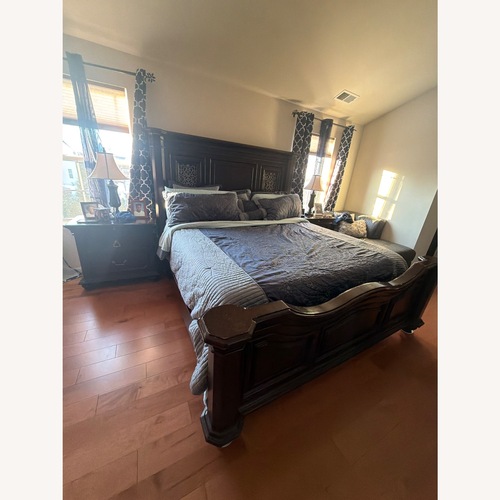 Used Value City Furniture Dark Brown King Bed for sale on AptDeco