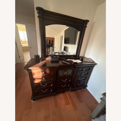 Used Value City Furniture Dark Brown King Bed for sale on AptDeco