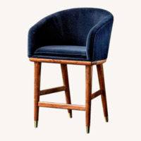 CB2 Viceroy Sapphire Blue Velvet Counter Stool 24"