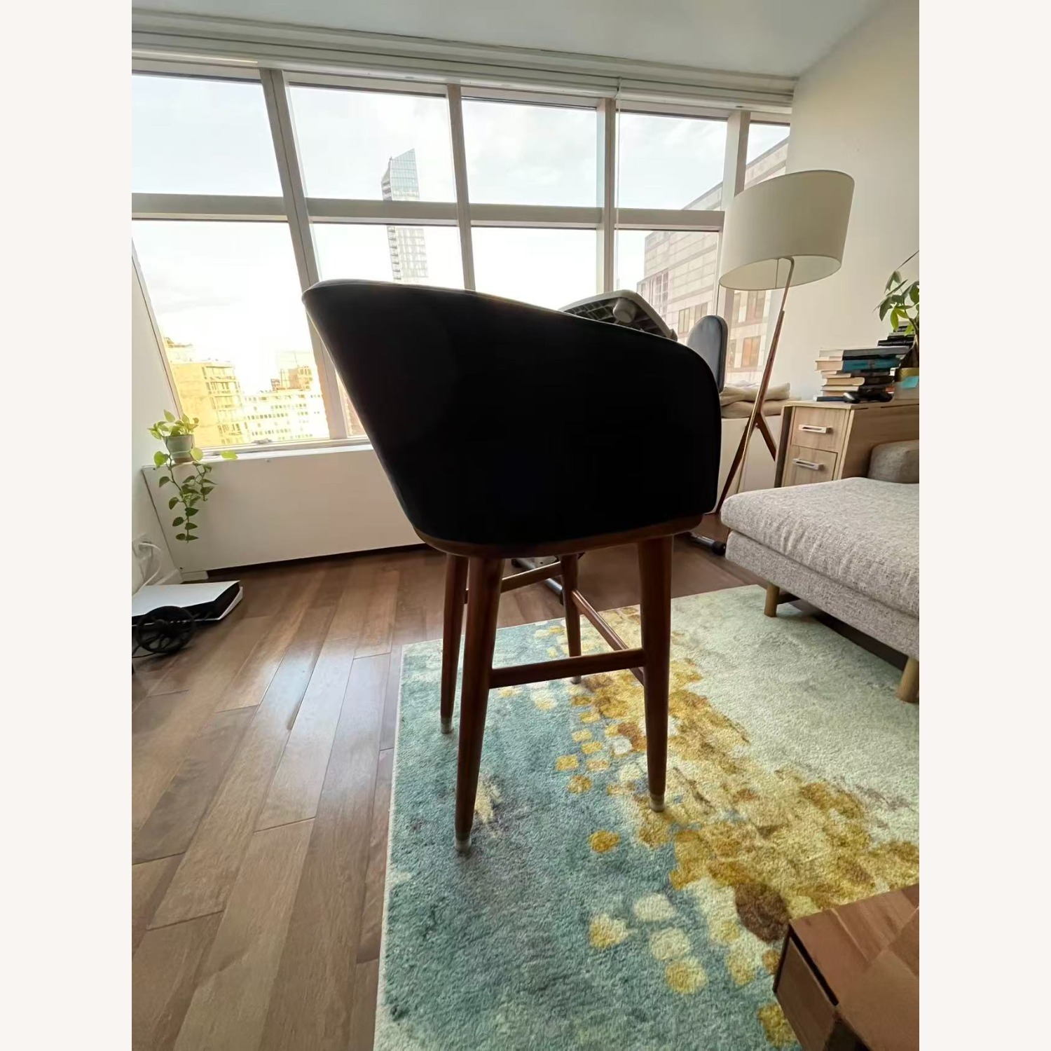 CB2 Viceroy Sapphire Blue Velvet Counter Stool 24" - image-3