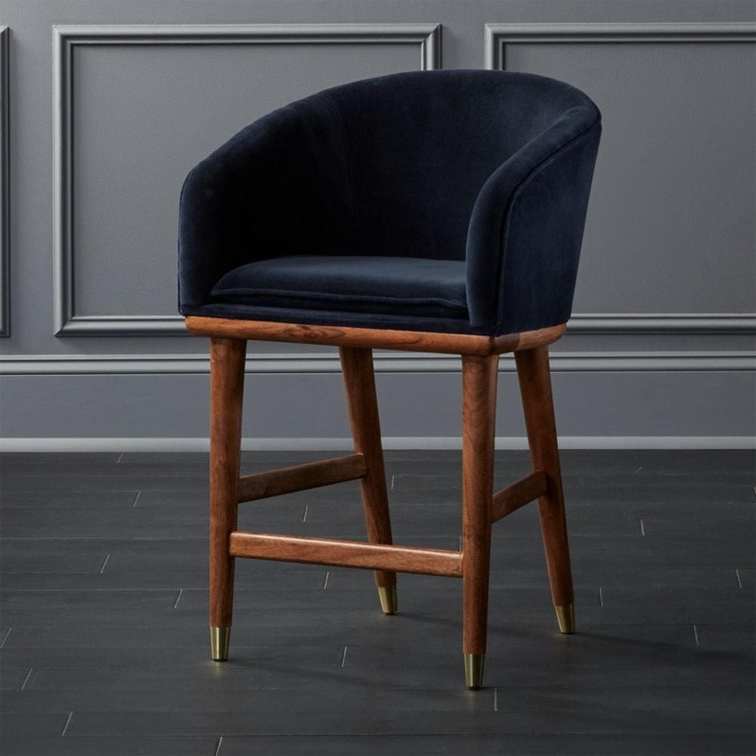 CB2 Viceroy Sapphire Blue Velvet Counter Stool 24" - image-4