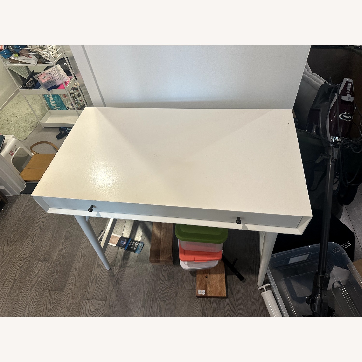 West Elm Mid Century Modern White Wood Desk - image-4